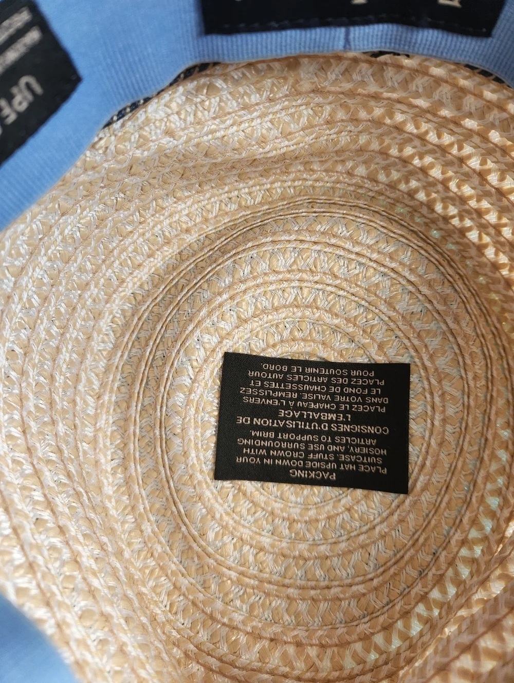 Straw Boater Hat with Navy Accent - Picture 8 of 10